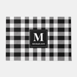 Monogram zwart en witte buffels deurmat