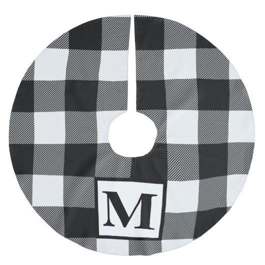 Monogram zwart en witte buffels kerstboom rok (Voorkant)