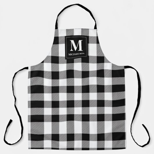 Monogram zwart en witte buffels schort (Voorkant)