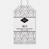 Monogram zwart en witte kunst Deco Dank u Cadeaulabel (Voorkant)