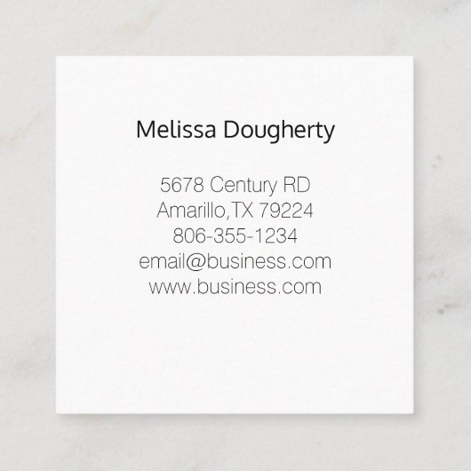 Monogram Zwart en Witte Minimale Vierkante Visitekaartje (Achterkant)