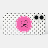 Monogram zwart en witte poka dot met warmroze Case-Mate iPhone case (Achterkant (horizontaal))