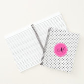 Monogram zwart en witte poka dot met warmroze notitieboek (Binnen)