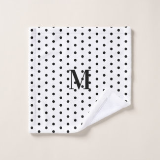 Monogram Zwart en Witte Stippen Washandje
