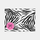 Monogram zwart en witte Zebra Druk met Hot Pink Fleece Deken (Voorkant (Horizontaal))
