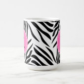 Monogram zwart en witte Zebra Druk met Hot Pink Koffiemok (Center)