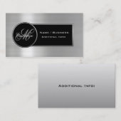 Monogram zwart en zilver Visitekaartje 2 (Voorkant / Achterkant)