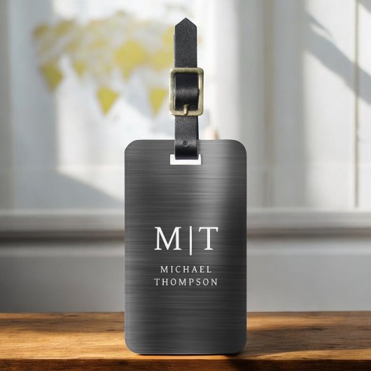 Monogram Zwart Geborsteld Metallic Elegant Bagagelabel