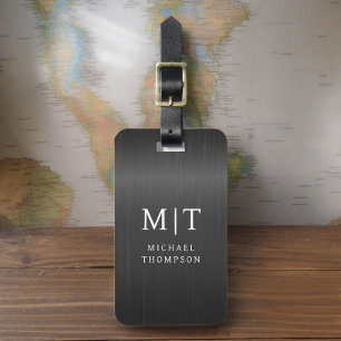 Monogram Zwart Geborsteld Metallic Elegant Bagagelabel