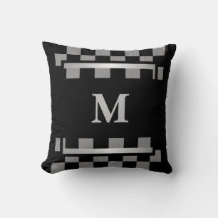 Monogram zwart gecontroleerd kussen