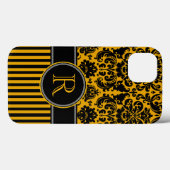 Monogram zwart, gele Damasstrip iPad-luchttas Case-Mate iPhone Case (Achterkant (horizontaal))