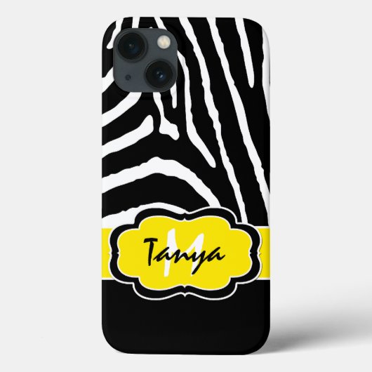 Monogram zwart, gele Zebra Stripe iPad-luchttas Case-Mate iPhone Case (Achterkant)
