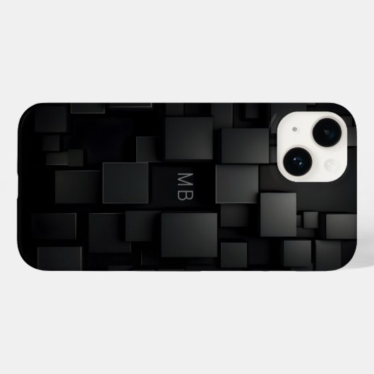 Monogram zwart geometrisch Abstract patroon Case-Mate iPhone Case (Achterkant (horizontaal))