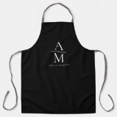 Monogram zwart gepersonaliseerd Schort (Voorkant)