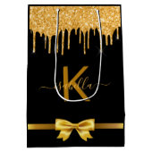 Monogram zwart glinsterend bedank favoriet medium cadeauzakje (Achterkant)