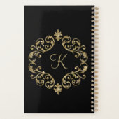 Monogram zwart Gold Glitter Trendy Chic Stylish Planner (Achterkant)