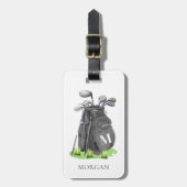 Monogram Zwart Golf Bagagelabel (Voorkant verticaal)