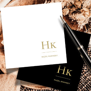 Monogram Zwart Goud Eenvoudige Elegante Sociale No Notitiekaartje