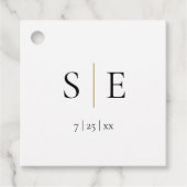 Monogram Zwart Goud Elegant Bruiloft Bedankjes Labels (Voorkant)