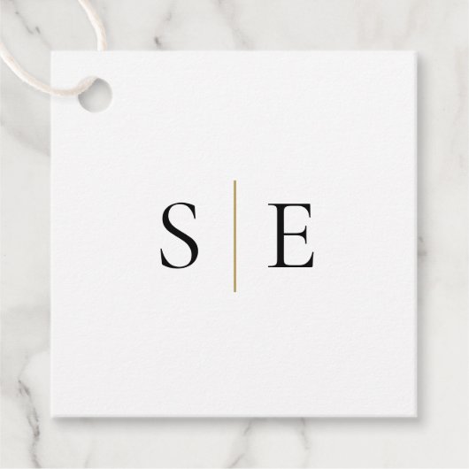 Monogram Zwart Goud Elegant Minimalistisch Bedankjes Labels (Voorkant)