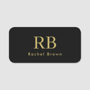 Monogram Zwart Goud Elegant Modern Minimalist Naamplaatje
