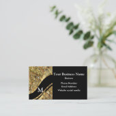 Monogram zwart goud en wervelpatroon visitekaartje (Staand voorkant)