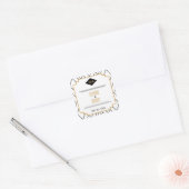 Monogram zwart, goud en witte kunst Deco Hartelijk Vierkante Sticker (Envelop)