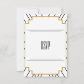 Monogram zwart, goud en witte kunst Deco RSVP (Achterkant)