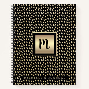 Monogram zwart goud folie gewaagd modern script lu notitieboek