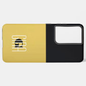 Monogram Zwart Goud & Girly  Initiaal Samsung Galaxy Hoesje (Linkerkant)