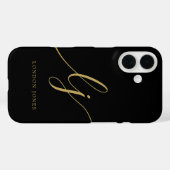 Monogram Zwart Goud Kalligrafie Script Initialen Case-Mate iPhone Case (Achterkant (horizontaal))