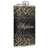 Monogram Zwart Goud Luipaardprint Glitter Trendy Heupfles (Rechts)