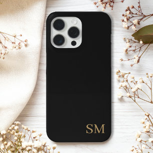 Monogram Zwart Goud Minimalistische Initialen iPhone 15 Pro Max Hoesje