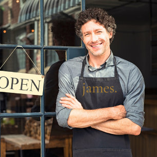 Monogram Zwart Goud Modern Eenvoudig Zijn Haar Naa Schort