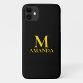 Monogram zwart goud modern minimalistisch elegant Case-Mate iPhone case (Achterkant)