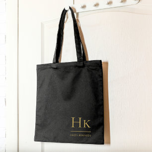 Monogram Zwart Goud Modern Minimalistisch Elegant Draagtas