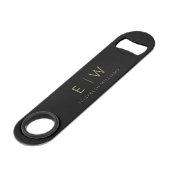 Monogram Zwart Goud Modern Minimalistisch Elegant Speed Flessenopener (Voorkant Gekanteld)