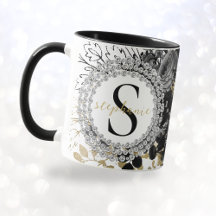 Monogram Zwart Goud Rozen Diamanten Luxe Stijlvol