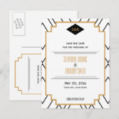 Monogram zwart, goud, witte kunst Deco sparen de D Aankondigingskaart (Voorkant / Achterkant)