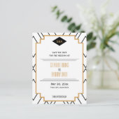 Monogram zwart, goud, witte kunst Deco sparen de D Aankondigingskaart (Staand voorkant)