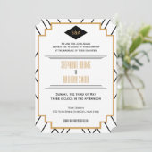 Monogram zwart, gouden en witte kunst Deco Wedding Kaart (Staand voorkant)