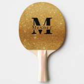 Monogram Zwart + Gouden Glitter Ping Pong Paddle Tafeltennisbatje (Voorkant)