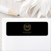 Monogram Zwart Gouden Kam Trouwsigaar Band Etiket (Insitu)