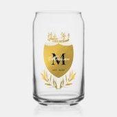 Monogram zwart-gouden koninklijk emblem blikvorm glas (Voorkant)