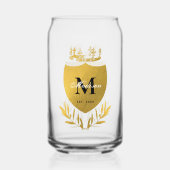 Monogram zwart-gouden koninklijk emblem blikvorm glas (Achterkant)