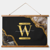 Monogram zwart-goudgrijs hangend wandkleed (Voorkant)