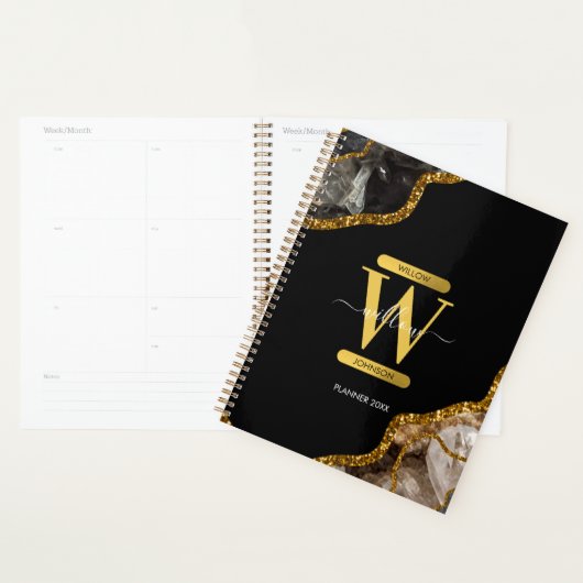 Monogram zwart-goudgrijs planner (Display)