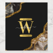 Monogram zwart-goudgrijs wijn etiket (Enkel label)
