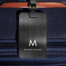 Monogram zwart grijs Faux metaal staal gestileerd 