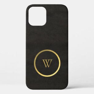 Monogram zwart karton Gold Foil Simple Modern iPhone 12 Hoesje